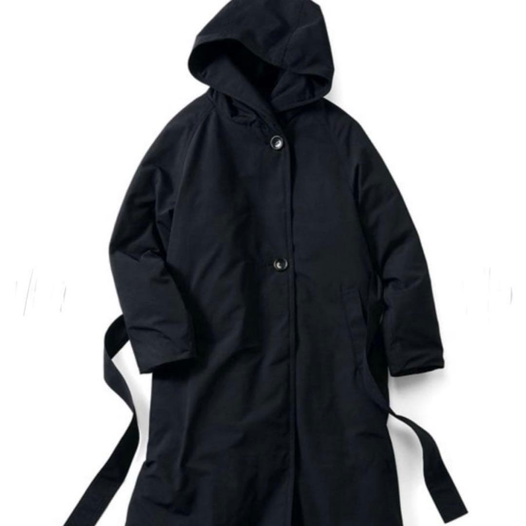 IEDIT 撥水ベルト付きダウンコート　ボタンタグ付き　ブラック