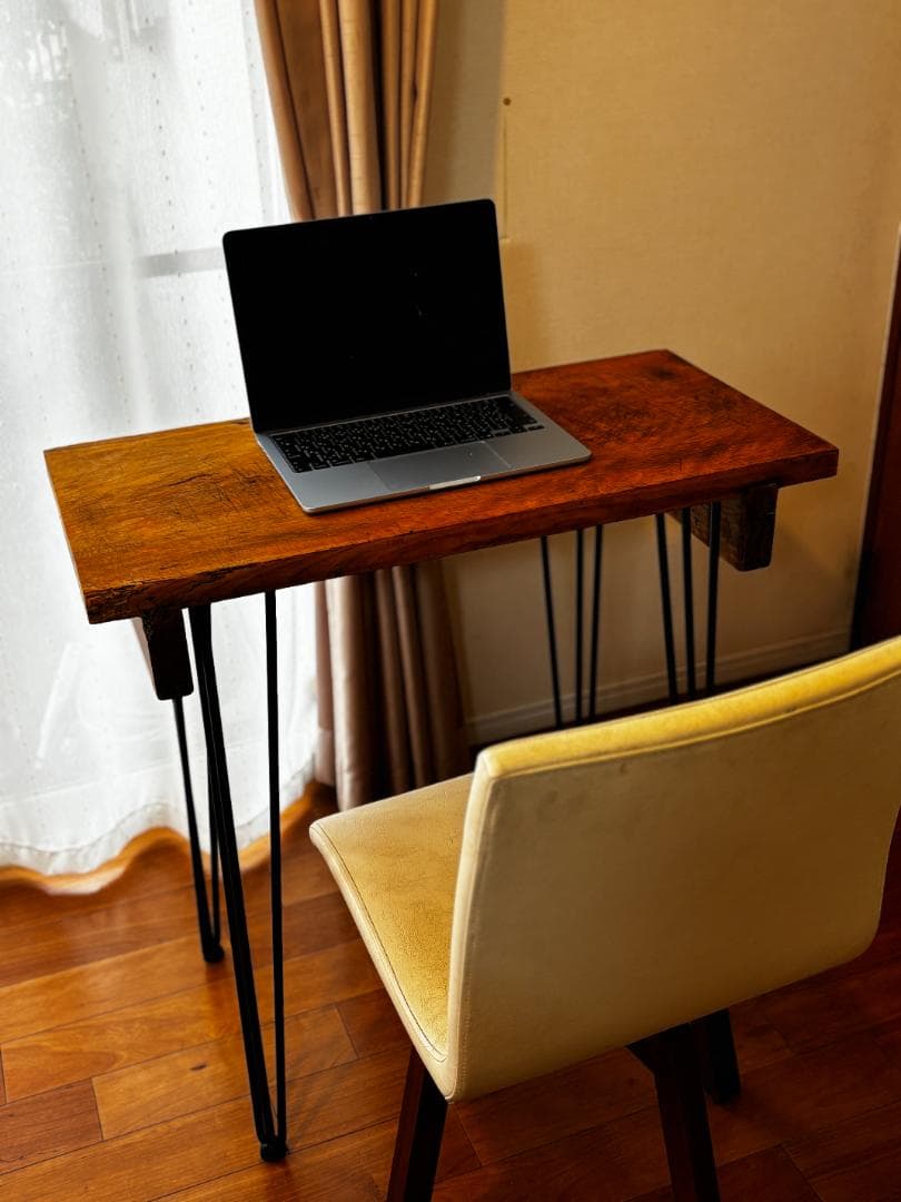 安政時代の板を使った机　古材✕アイアン　アンティーク　ハンドメイド