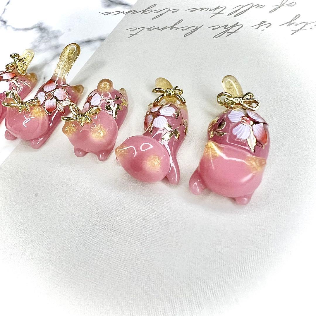 和花　くすみカラー　猫　5個セット