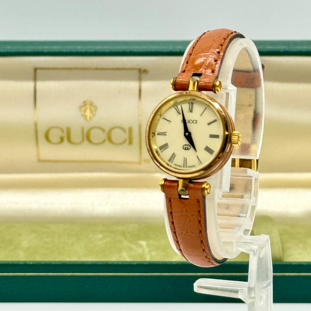 稼働品 GUCCI グッチ 腕時計 シェリーライン アイボリー文字盤 箱付き
