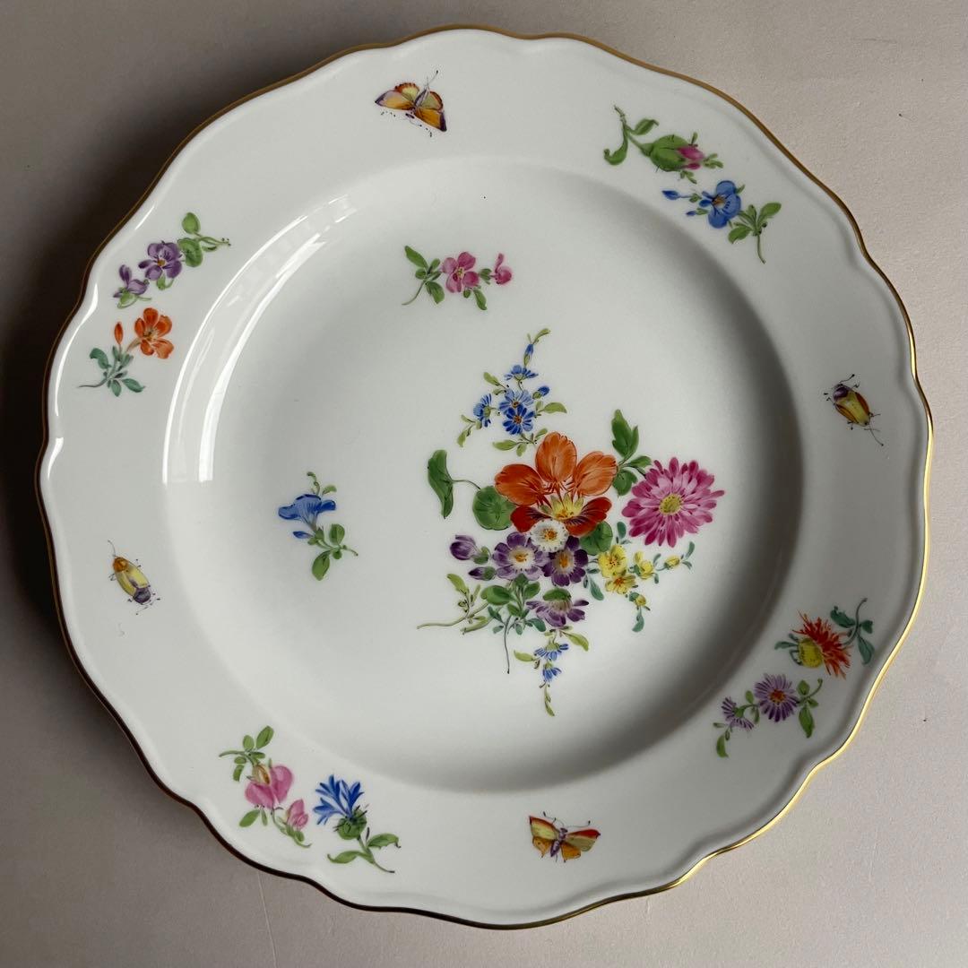 マイセン ベーシックフラワー フラワーブーケ 昆虫 プレート 五つ花