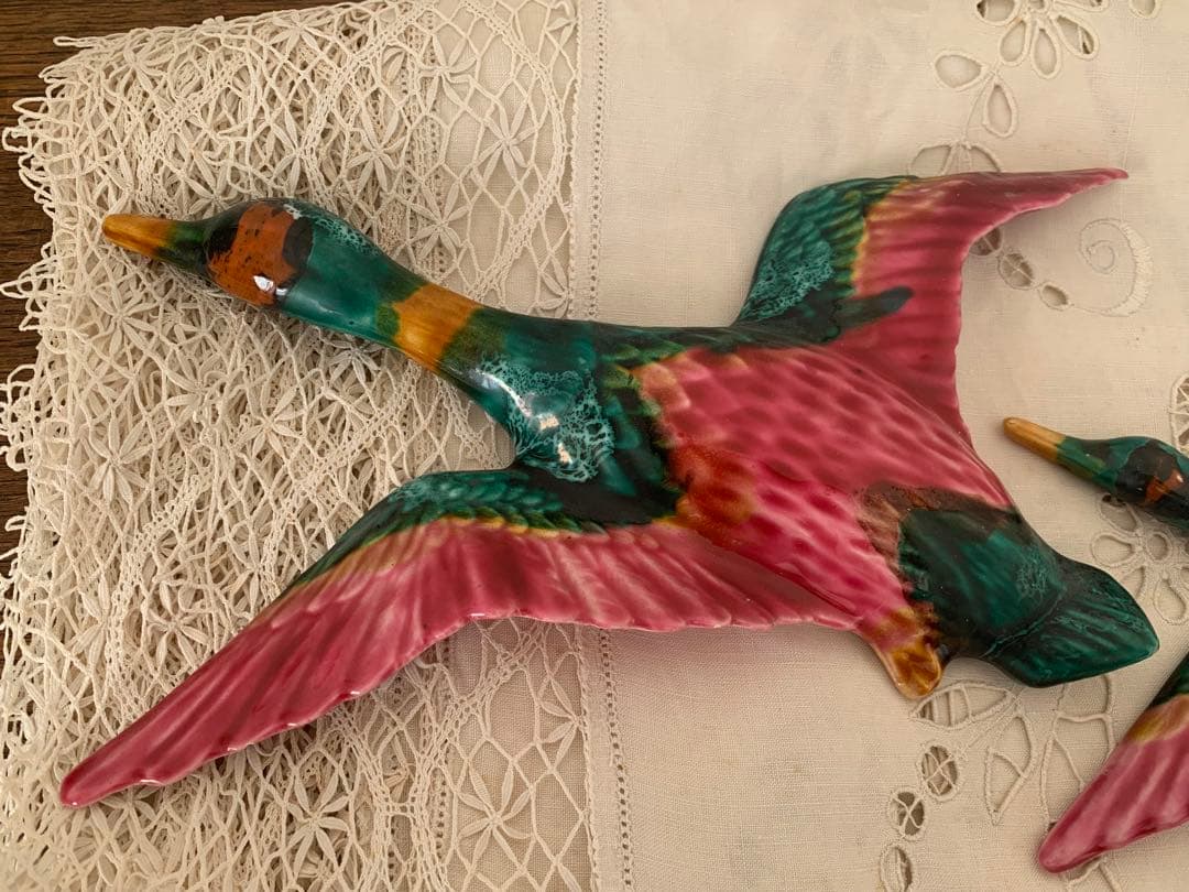 フランス　蚤の市　鳥の親子　２匹セット　ブロカント