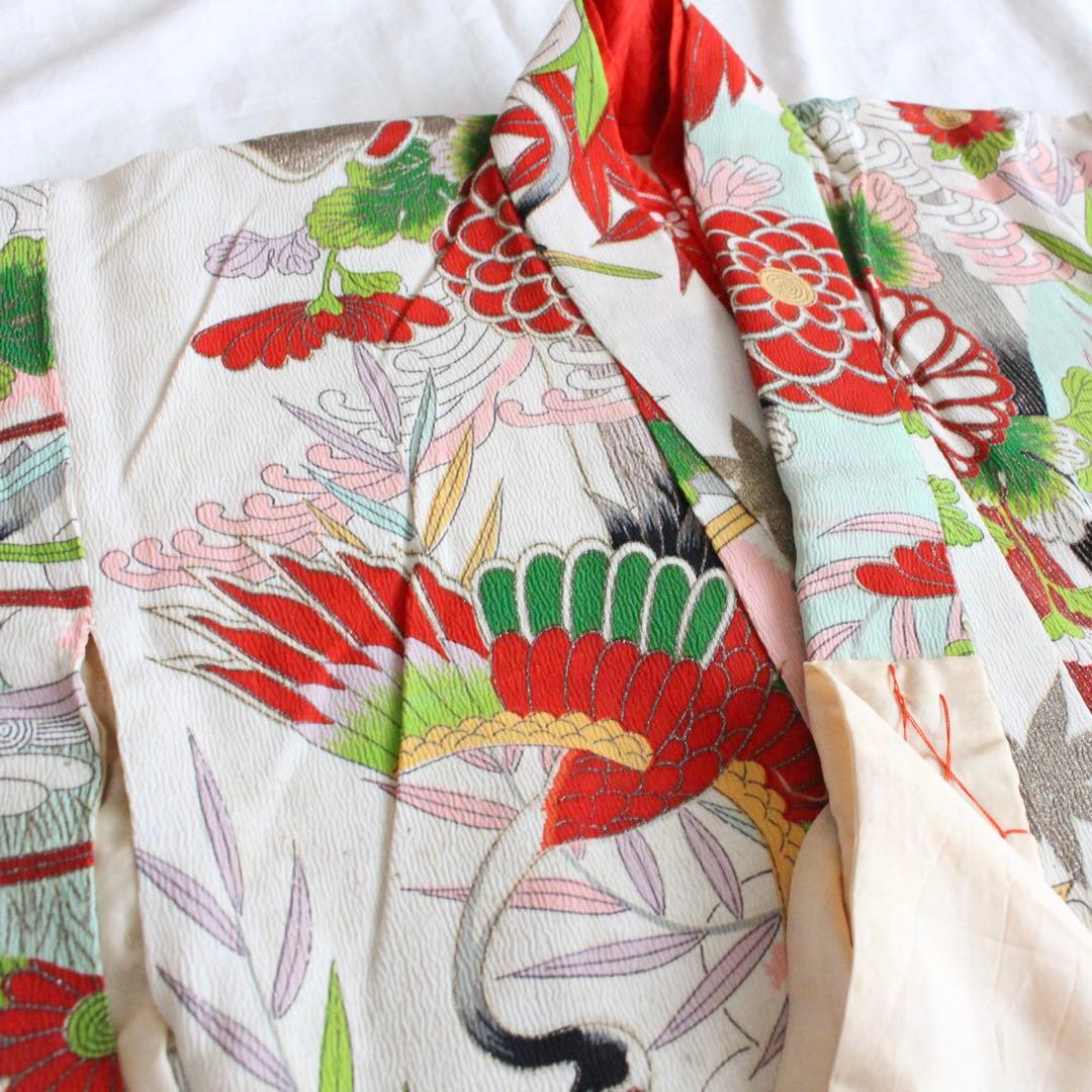 七五三 3歳 女の子 子供 アンティーク 着物 被布 ビーズバッグ セット