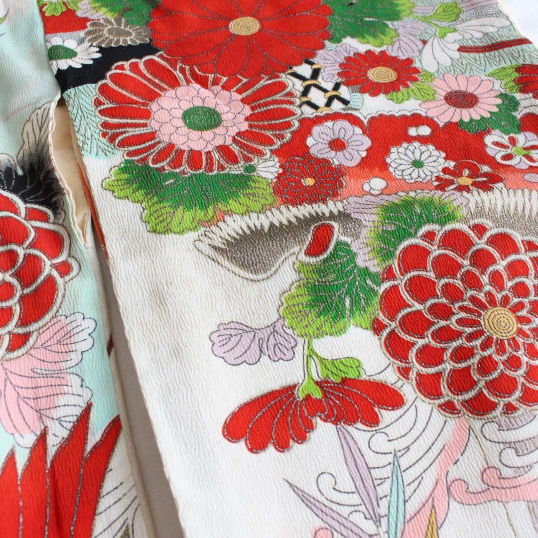 七五三 3歳 女の子 子供 アンティーク 着物 被布 ビーズバッグ セット