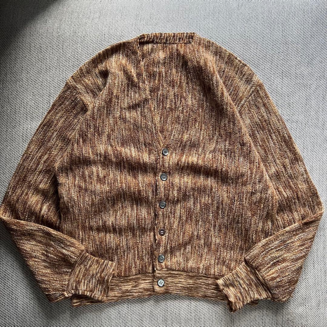 希少60's アルパカ　モヘアカーディガン　ブラウン　ミックスカラー　グランジ