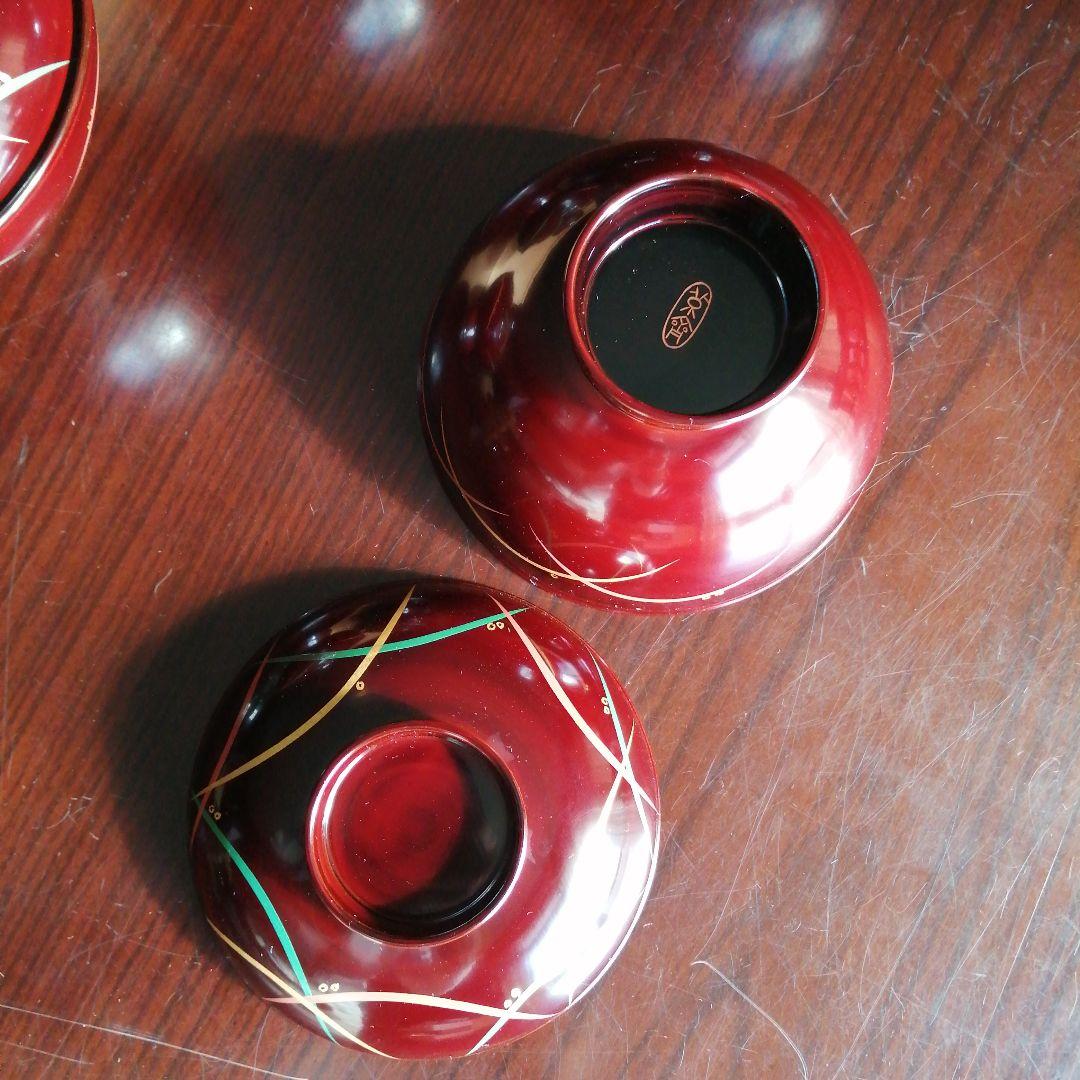 山中塗　和田瑾斎　色絵吸物椀　5客　12cm