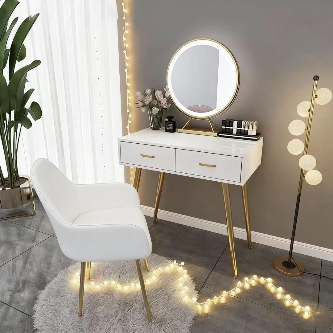 ホワイトモダンドレッサー・鏡台 訳あり品　写真をご確認J206-80-06