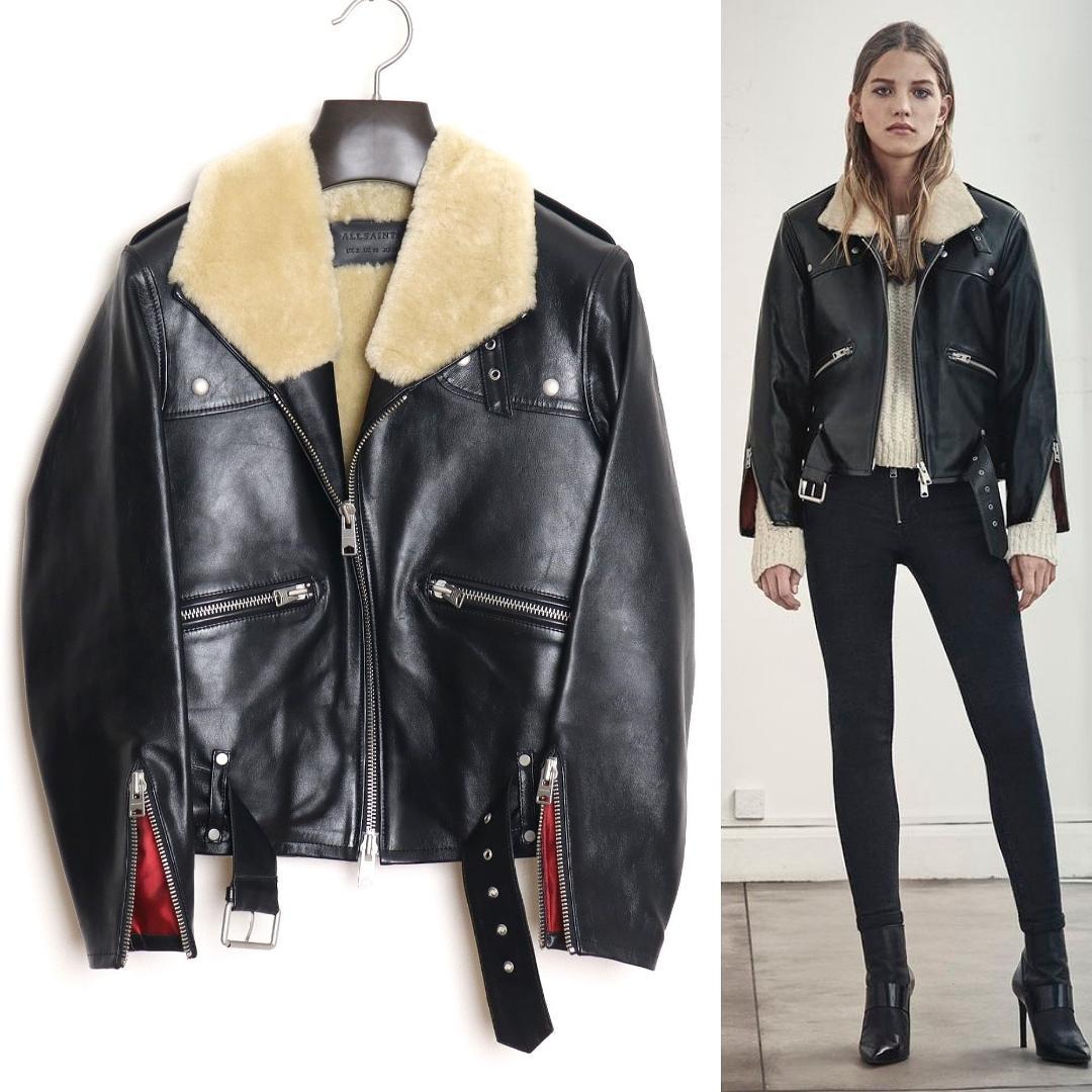 ALLSAINTS 16AW ムートンレザーライダース UK2 ファー レア