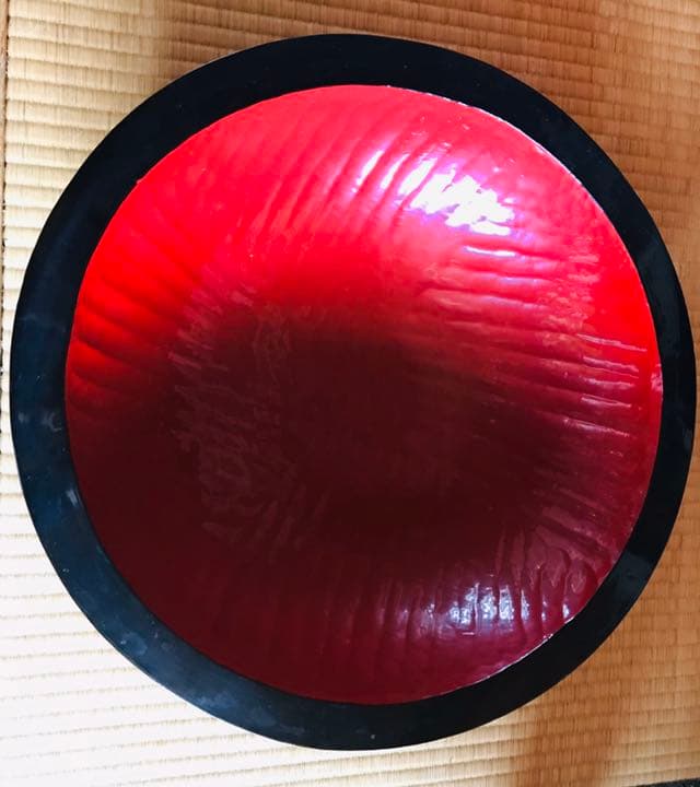 こね鉢職人手作り、栃の木こね鉢　会津漆塗り仕上げ