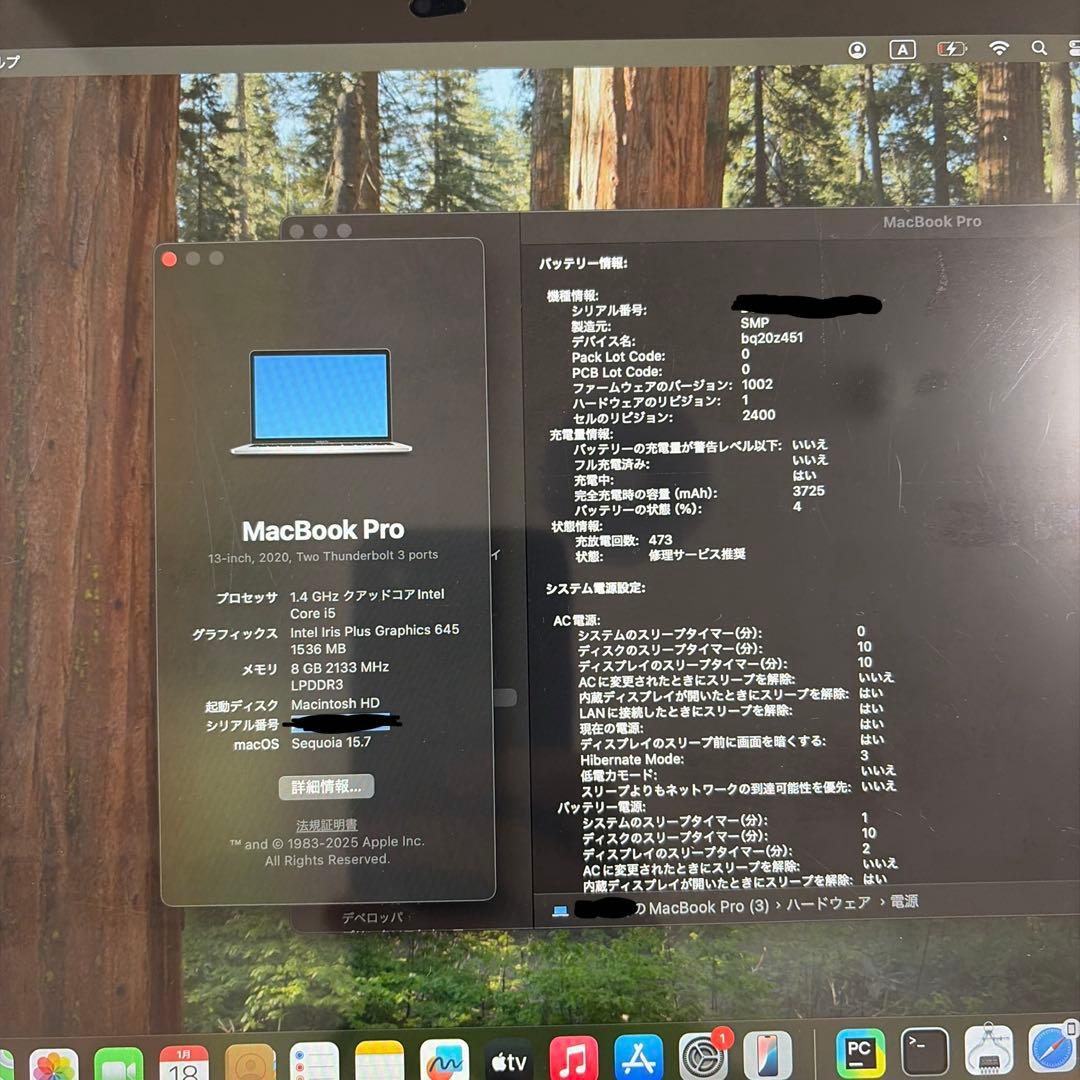 【ジャンク扱い】MacBook Pro 13インチ 2020 256GB