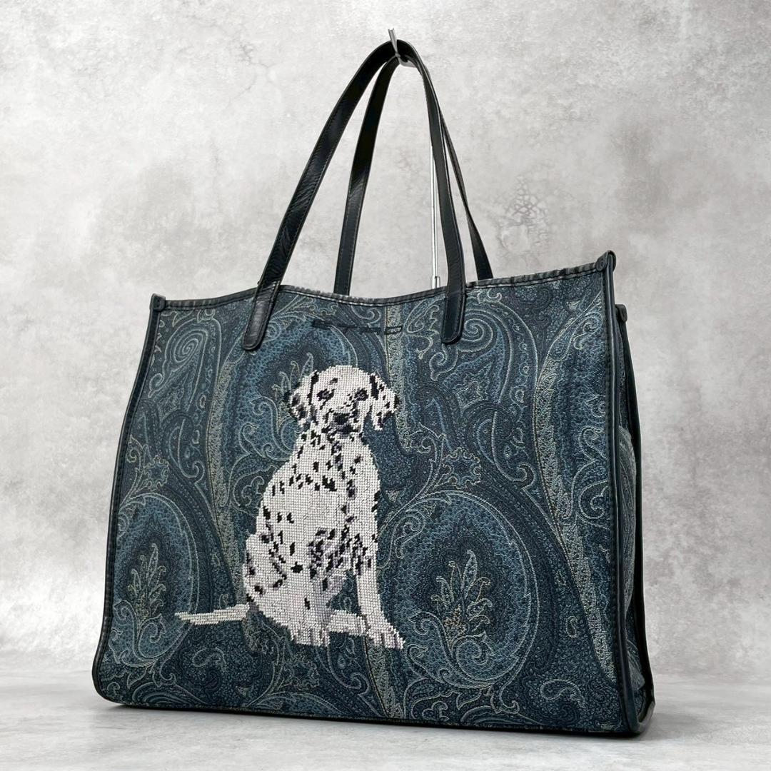 超美品 ETRO エトロ ペイズリー　犬　ダルメシアン トートバッグ