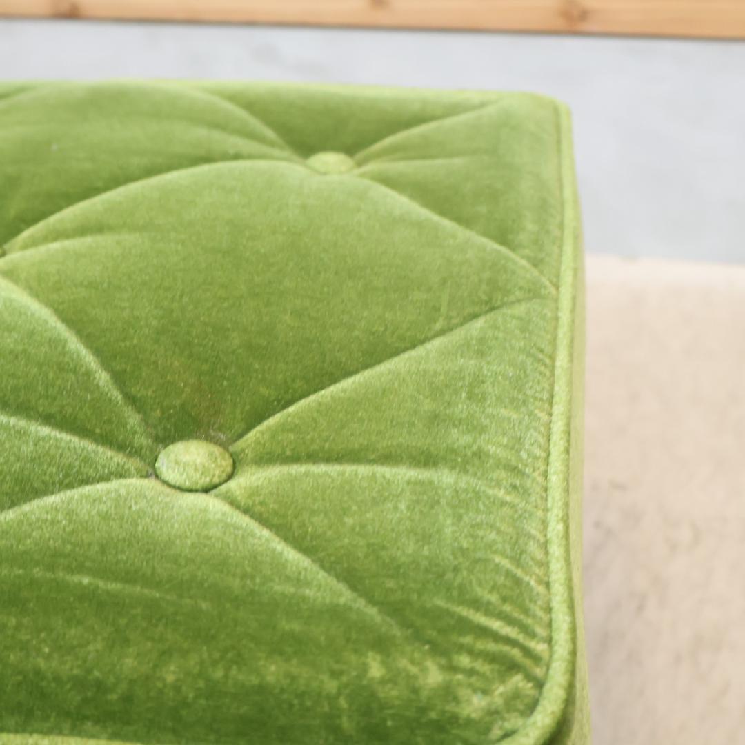 Karimoku60 モケットグリーン オットマン スツール レトロモダン