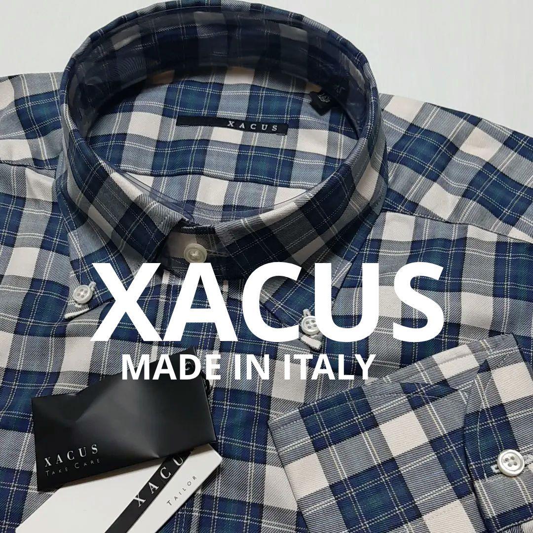 未使用 イタリア製 XACUS ザッカス カジュアル 長袖 ボタンダウン シャツ