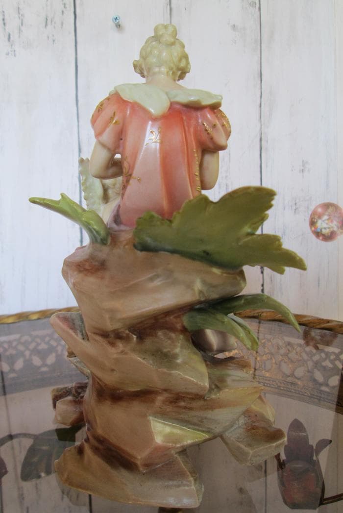 西洋アンティーク☆母子天使陶器☆修復あり