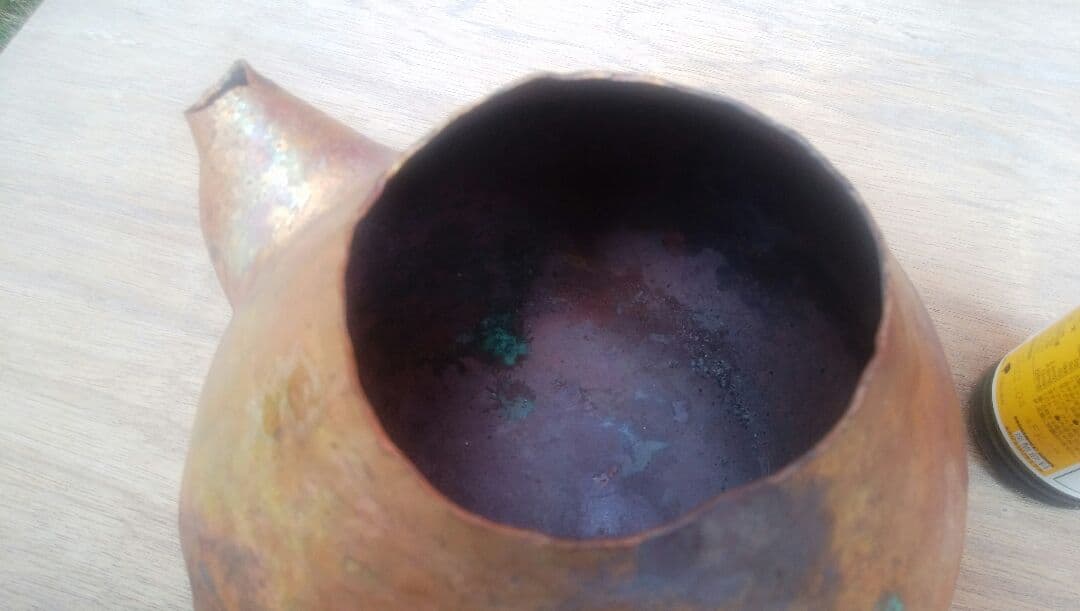 鎚起銅器  口打ち出しのやかん ジャンク1枚の銅板