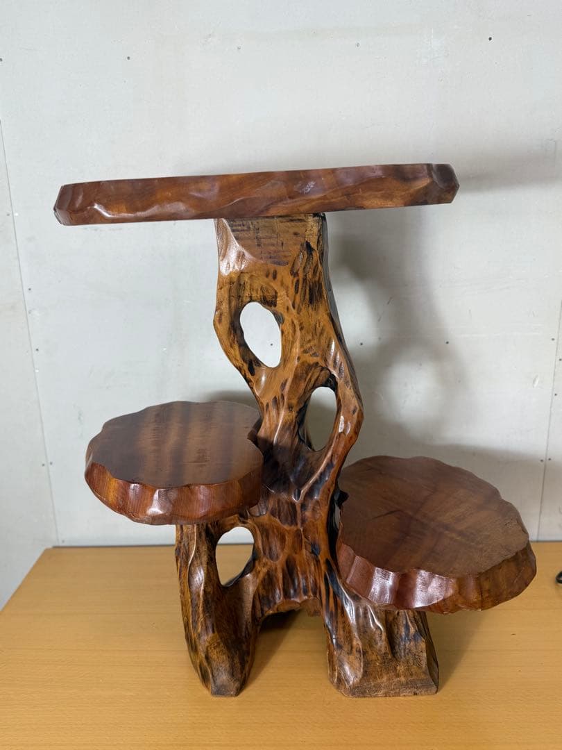 天然木 盆栽台 花台 飾り台3段