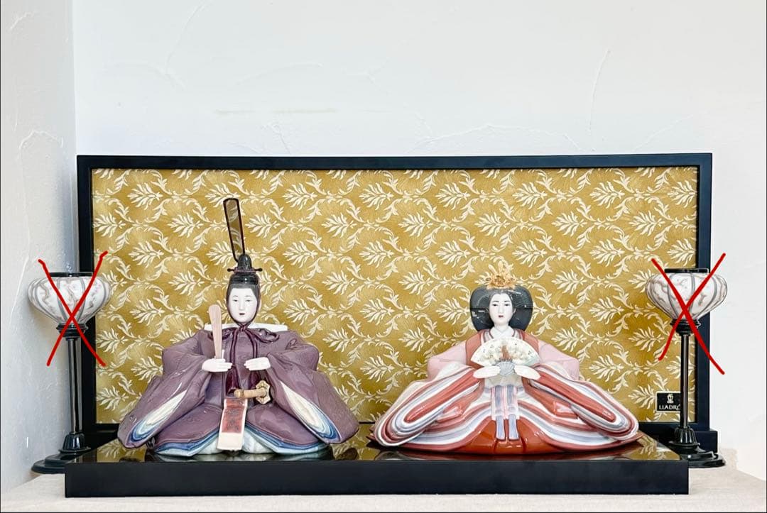 【美品】LLADRO リヤドロ　雛人形 親王飾り　限定品　屏風 ぼんぼり付属