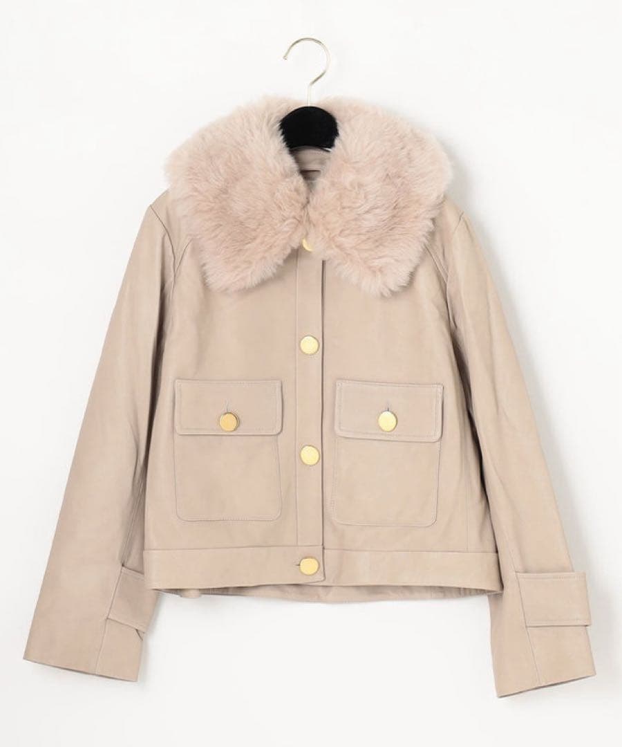 グレースコンチネンタル　ウールボア襟レザージャケット