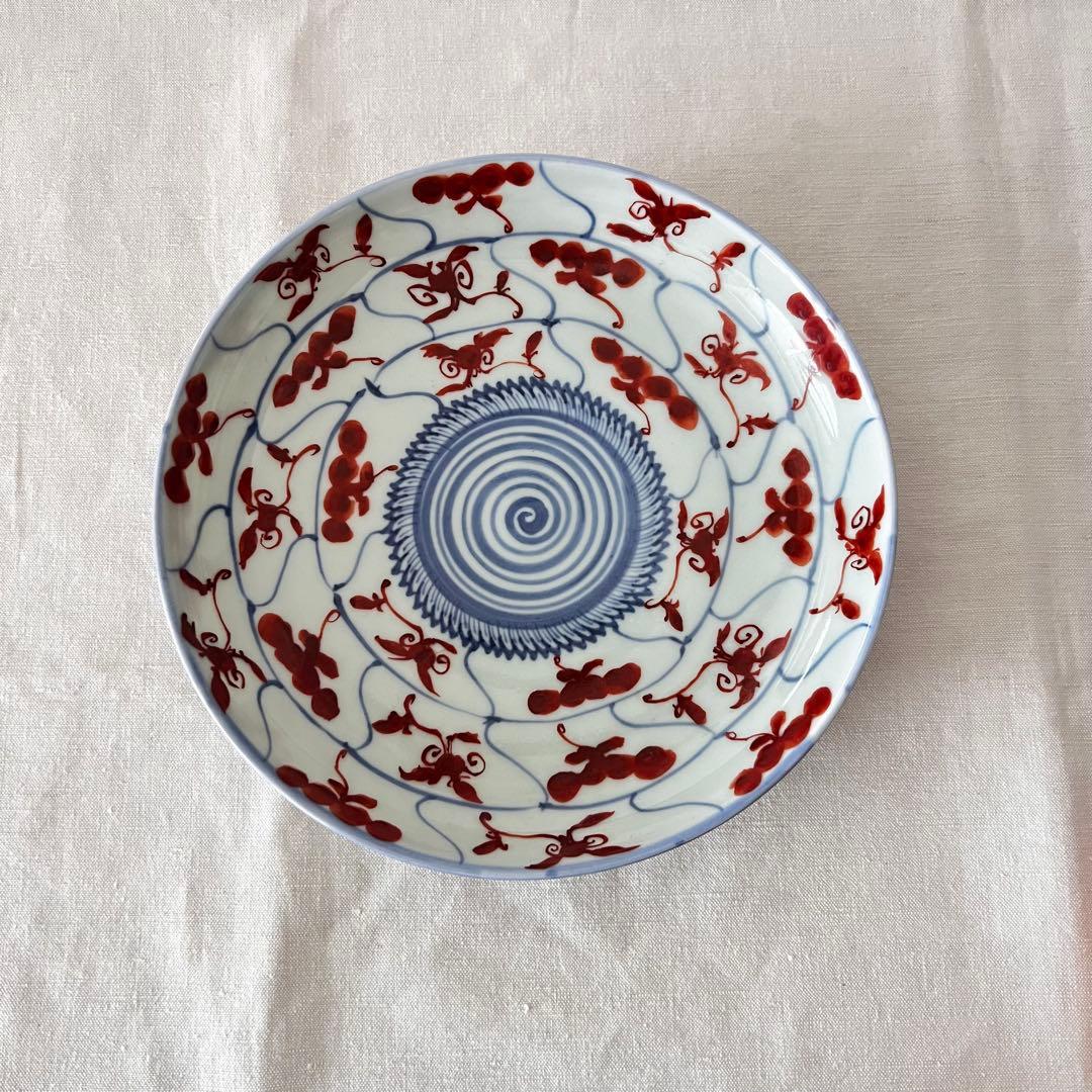 土山敬司さん　赤絵安南手七寸皿　未使用美品