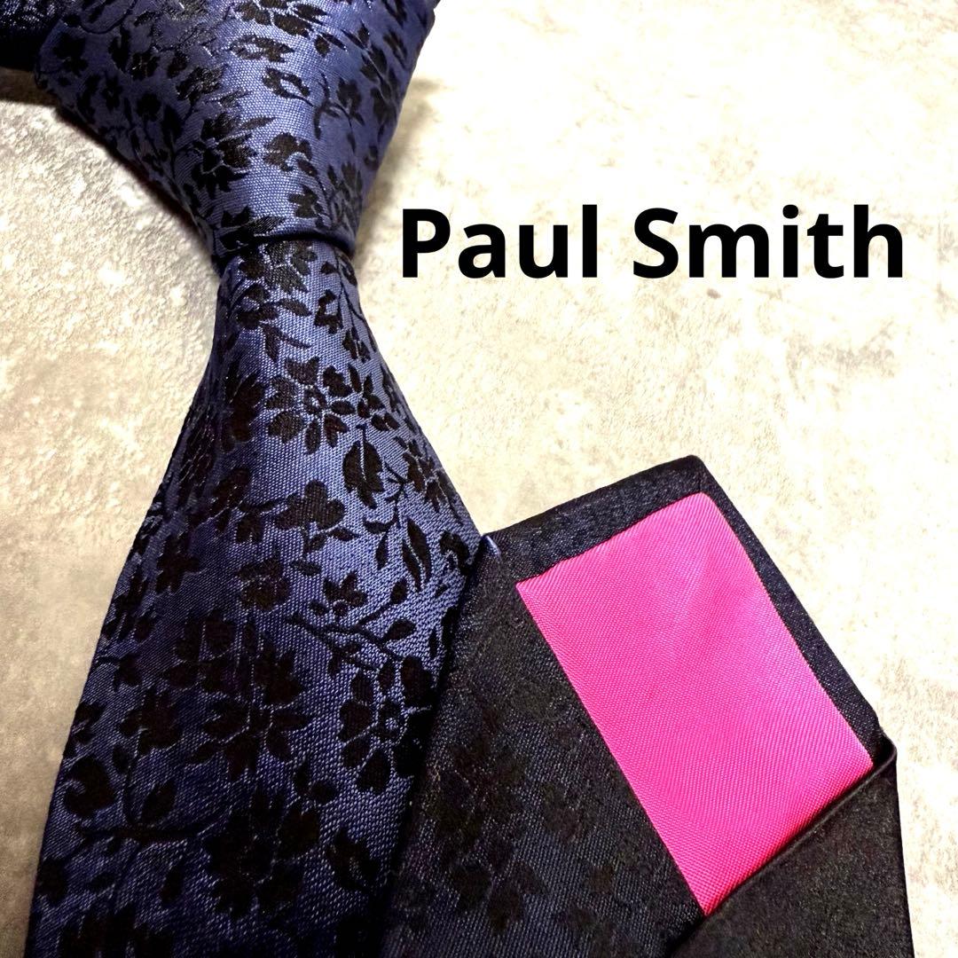 【✨極美品✨】Paul Smith ポールスミス ネクタイ ネイビー 花柄 紺色