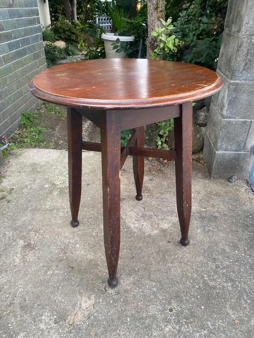 イギリス 直輸入 ヴィンテージ 丸形 ウッドテーブル 直径60㎝ 希少