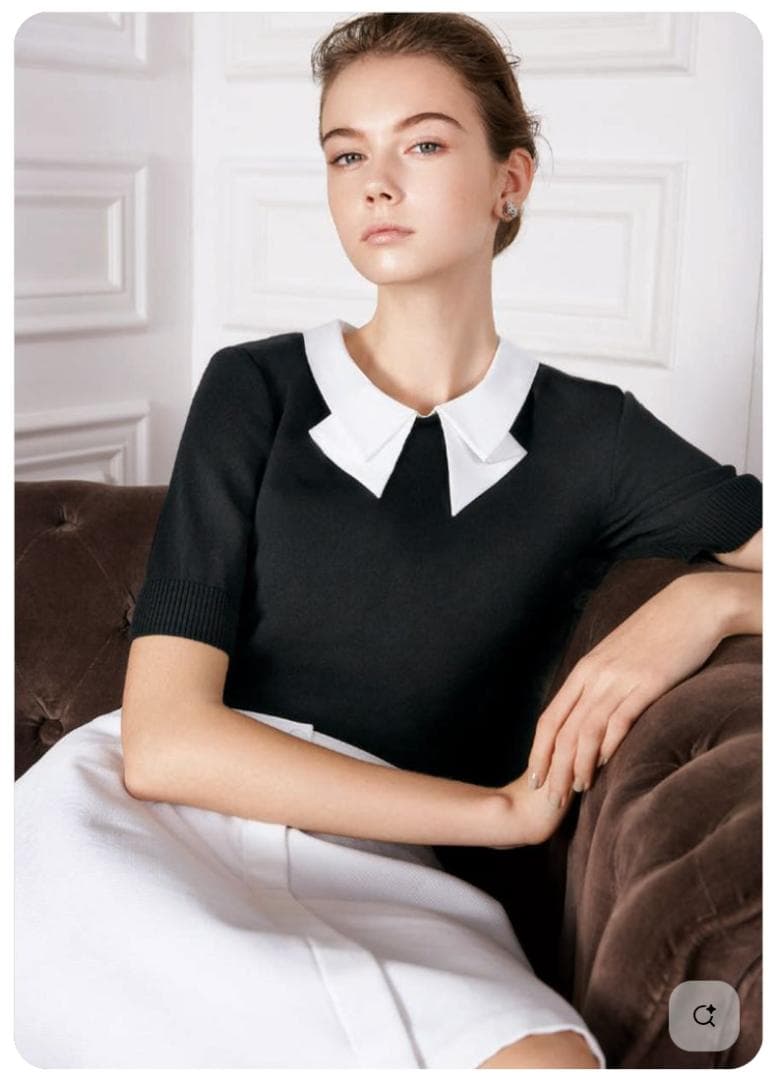 新品同様★FOXEY/フォクシー トップス白衿 40 ブラック