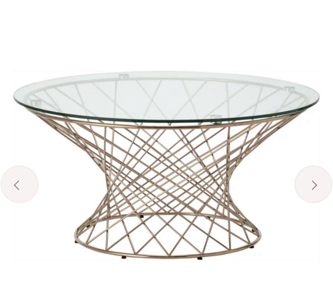 美品 フランフラン スピン コーヒーテーブル / ガラス × ゴールド