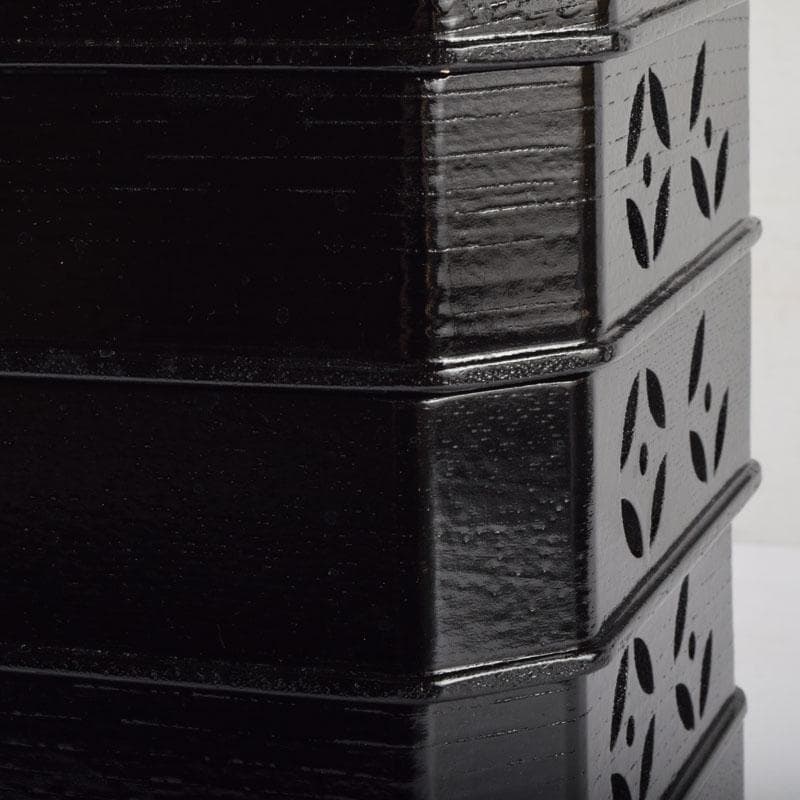 minto　茶道具　漆塗　七宝透かし　縁高重　五段重　箱付　N　9148