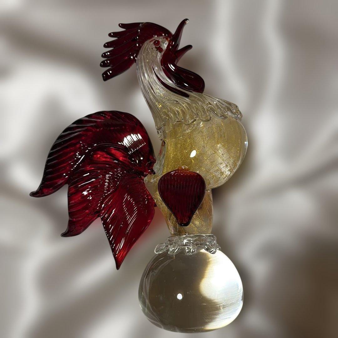 ハ*ピ様 ベネチアンガラス ムラーノガラス 酉年 金彩 オブジェ イタリア