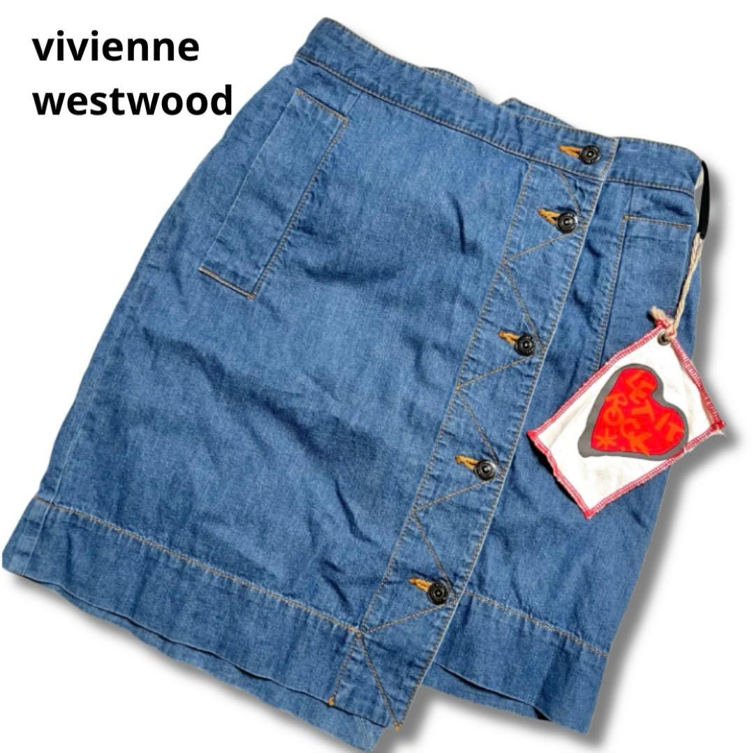 美品希少✨ヴィヴィアンウエストウッド デニム 変形巻きスカート オーブ 刺繍