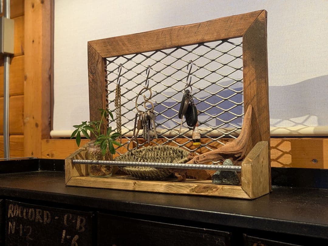 ウッドラック　壁掛け　インダストリアル　キーホルダー　キーフック