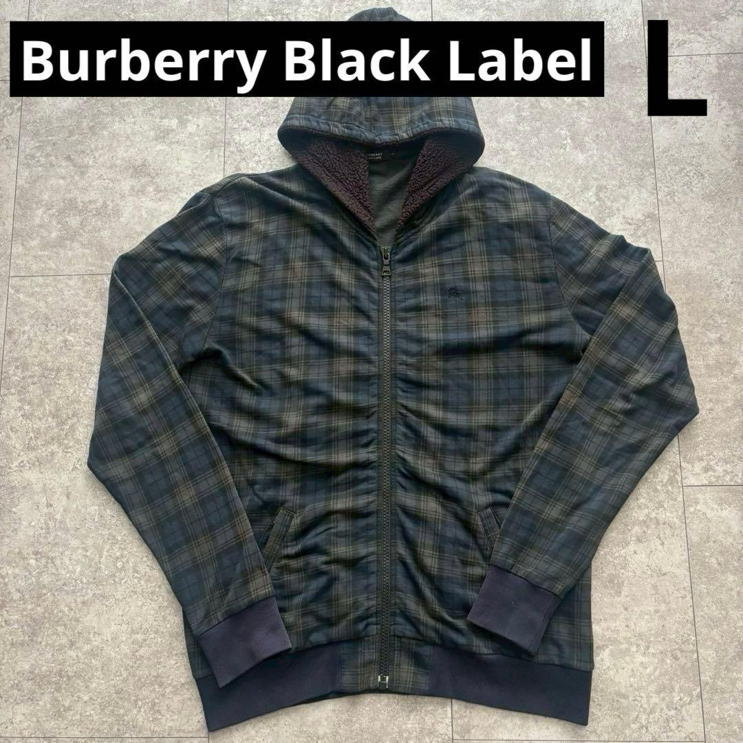 Burberry Black Label パーカー　ノバチェック　フルジップ　L