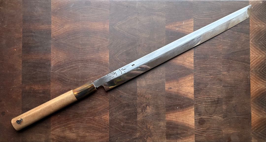 堺打刃物　正義　本焼　先丸　蛸引　300mm 包丁　尺　白鋼　刺身　和包丁