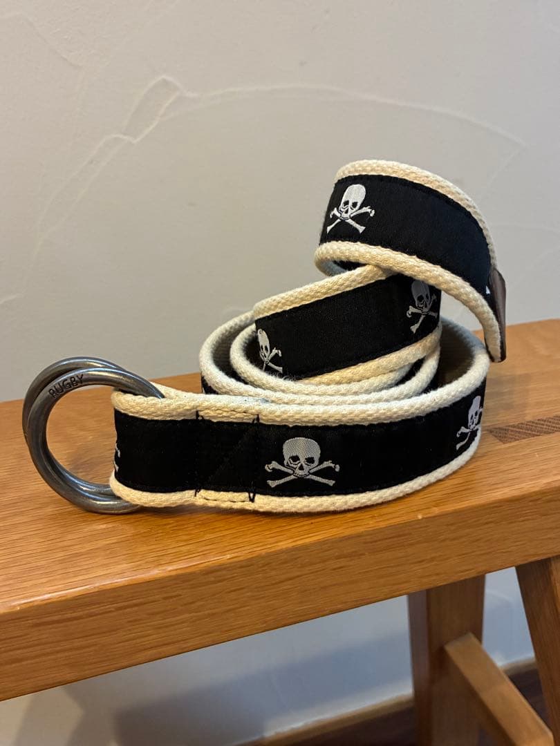 2本セット　ラルフローレンラグビー 白黒金スカル リングベルト　rugby