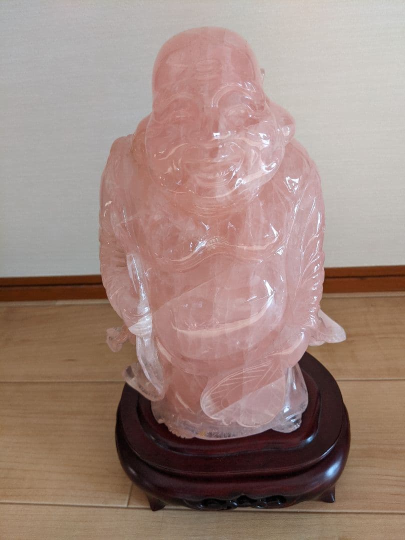★布袋 紅水晶（ローズクォーツ）置物