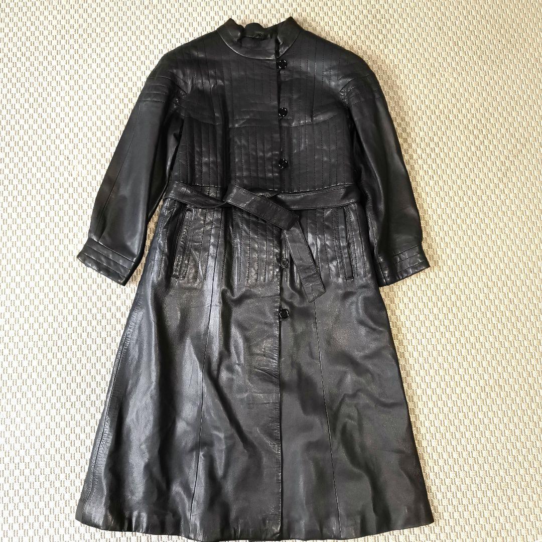 white bear レザーコート　レザー　ロングコート　本革　M