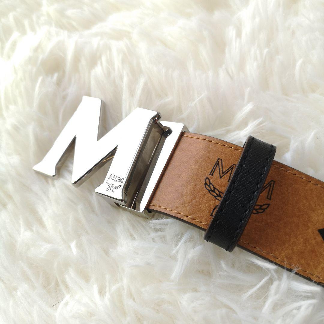 美品 MCM ヴィセトス ベルト ブラウン シルバー金具