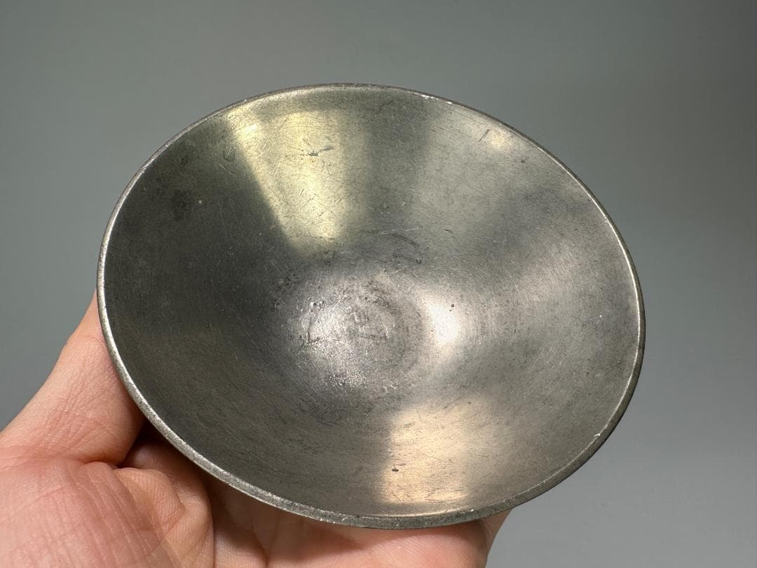 煎茶道具　古錫製　茶托　茶器　錫屋　在銘　時代茶托