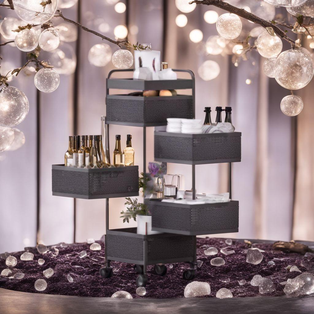 回転 収納ラック 小物入れ 5段キャスター付き天板付き