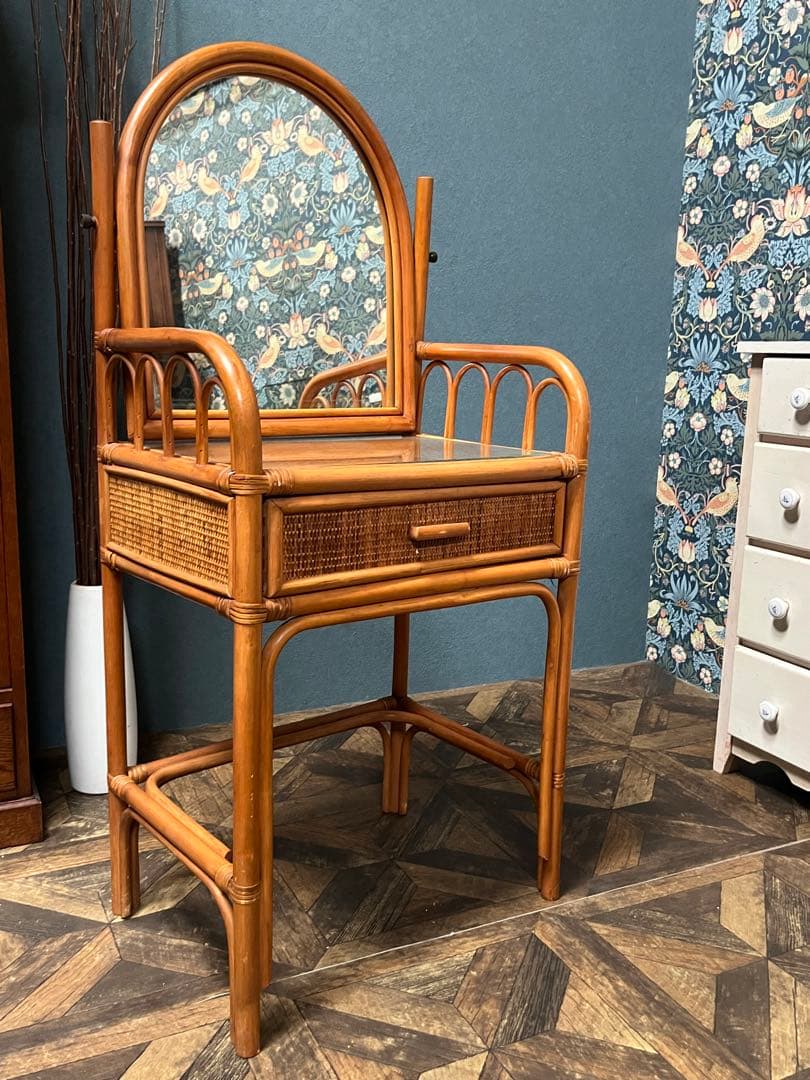 籐 ラタン ドレッサー 昭和レトロ インテリア アンティーク 当時物