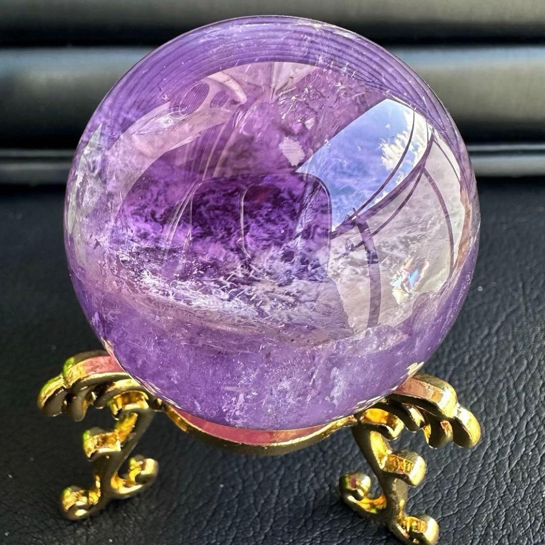 高品質❗️レインボー☆希少ガーデンクォーツ♡アメジスト丸玉スフィア天然石A1513