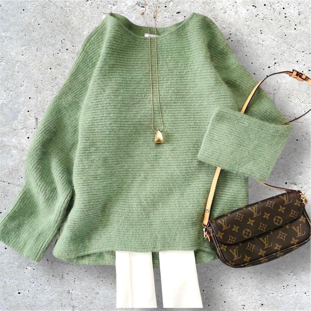 美品 シップス ハミルトン　アンゴラボートネックプルオーバー ふわふわ