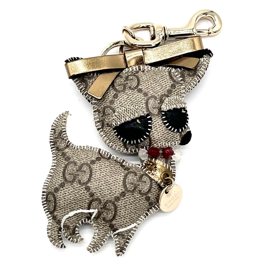 極美品　GUCCI グッチョリ チワワ GG柄 チャーム キーホルダー　ビーンズ