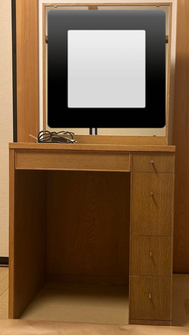 ①ドレッサー本体 ナラ　ナチュラル (※②一面鏡は別売り)日本製　椅子無し