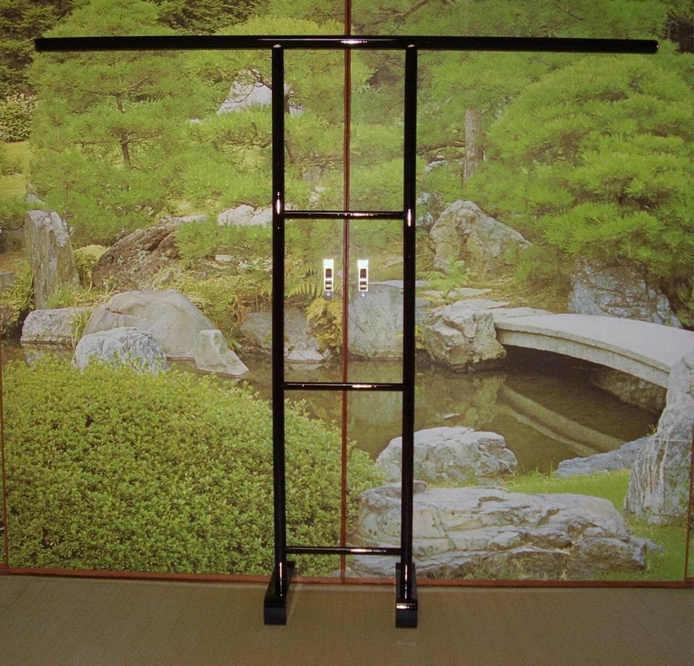 衣桁★几帳型衣桁 H170cm 黒塗★着物・帯・タペストリー　NHKで使用　新品