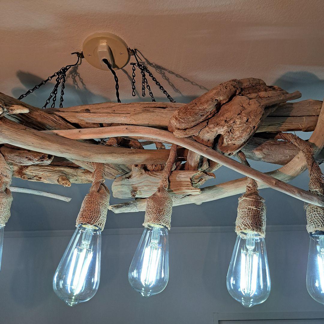 流木ランプ　エジソンwhite付　淡い明かりでお部屋をおしゃれに　6灯タイプ