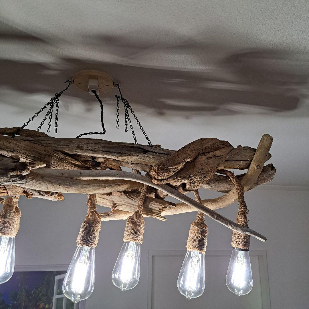 流木ランプ　エジソンwhite付　淡い明かりでお部屋をおしゃれに　6灯タイプ