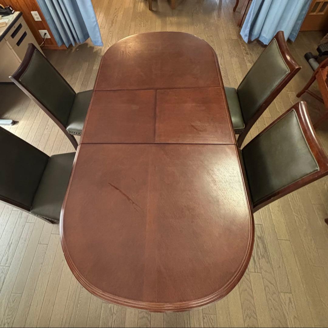 値下げセール　Marumi木工　アンティーク　ダイニングテーブルと椅子4脚セット