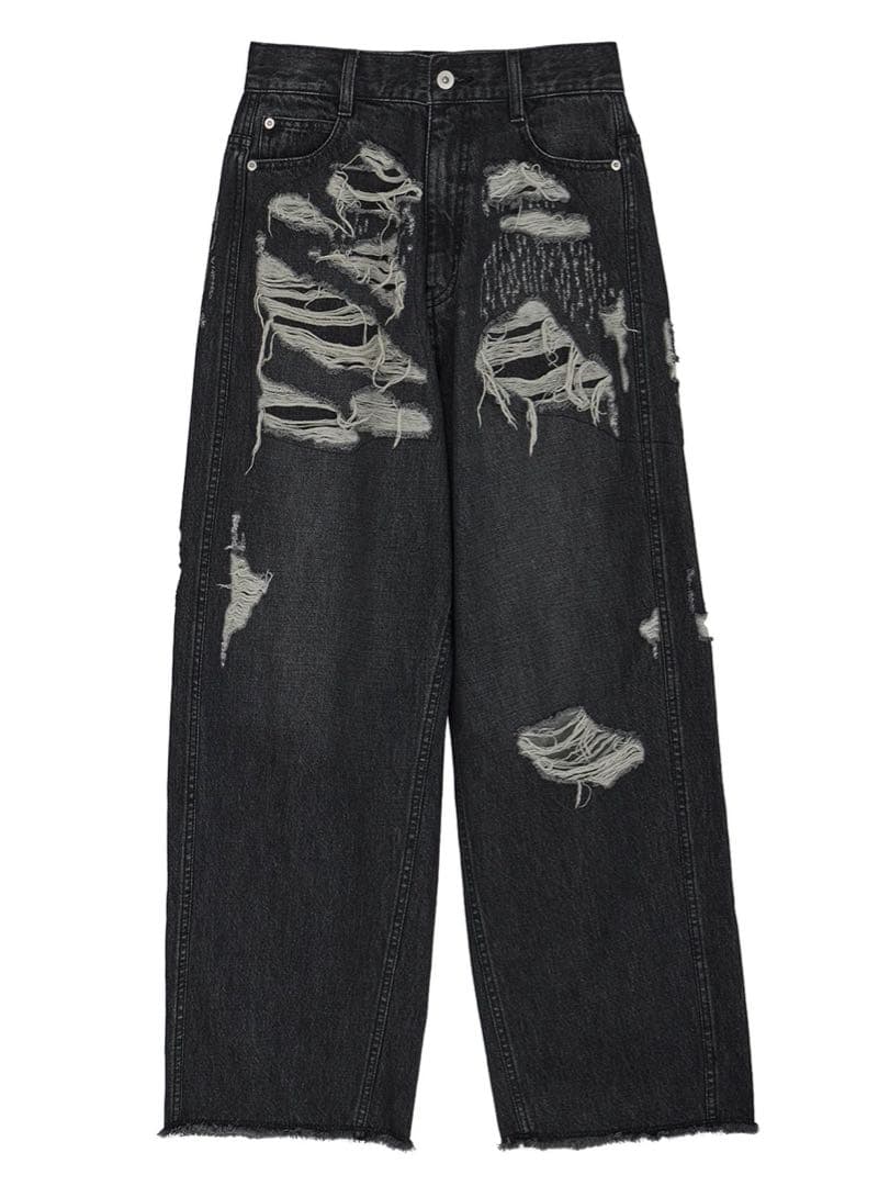 パンツ AMERI UND HARD DAMAGE LOOSE DENIM