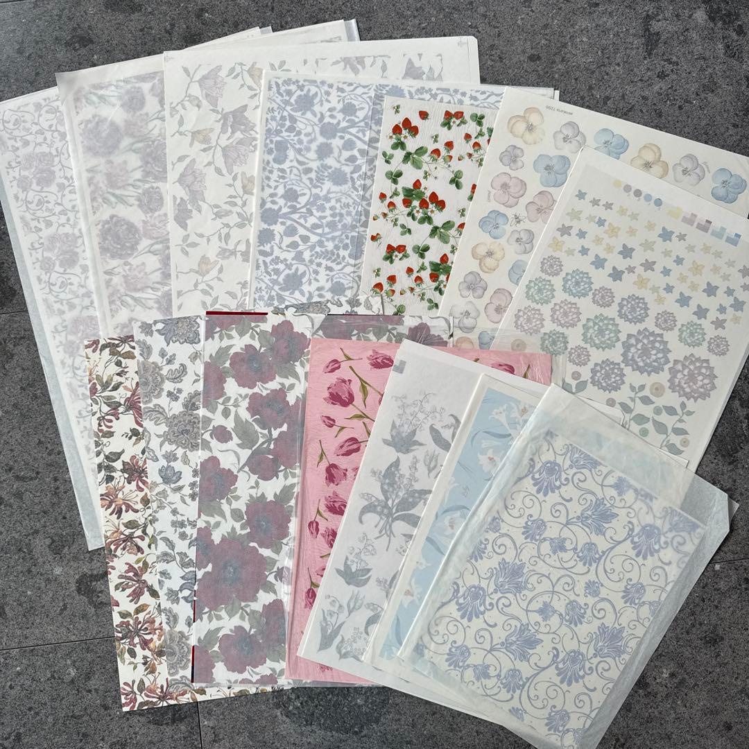 ポーセラーツ転写紙花柄他14枚　ヴォーグ社他